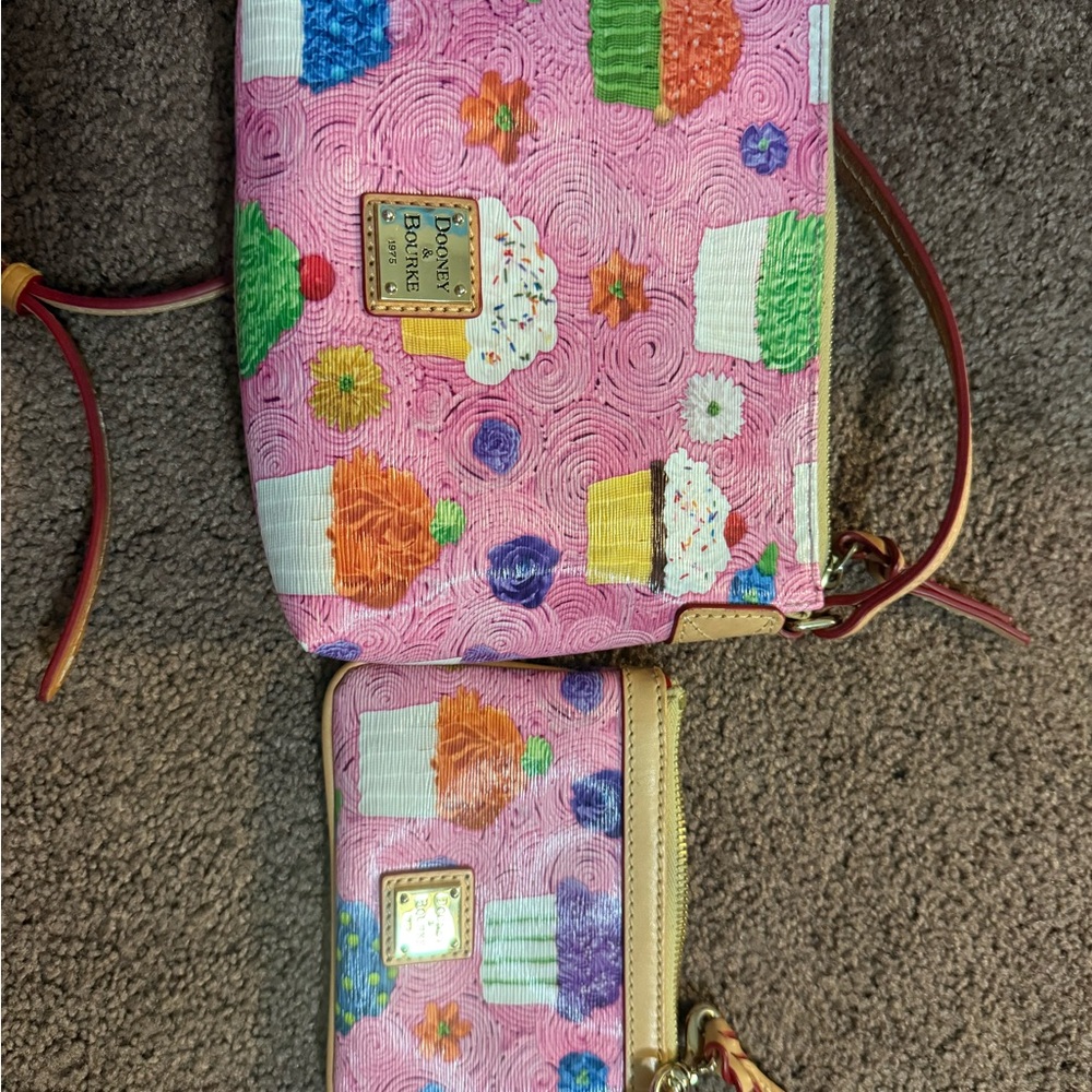 Dooney & Bourke Pink Festive Clutch and Wristlet Set